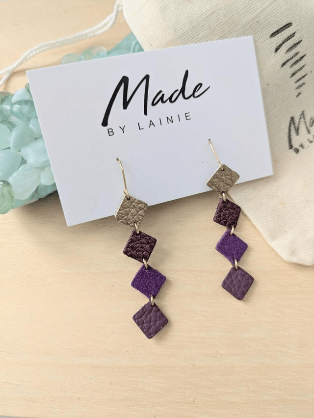 Diagonal Square Drop Earrings