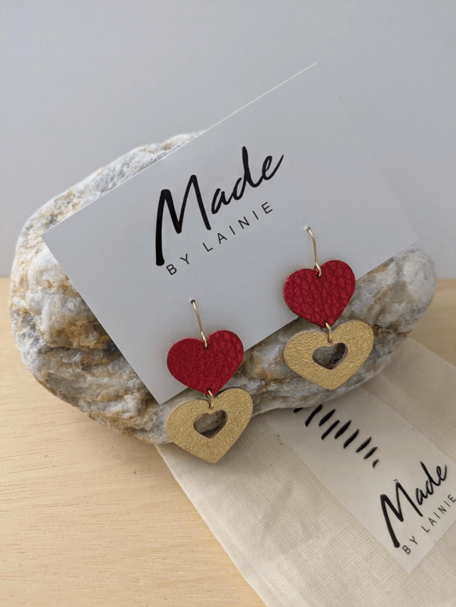 Metallic Heart Drop Earrings (1)