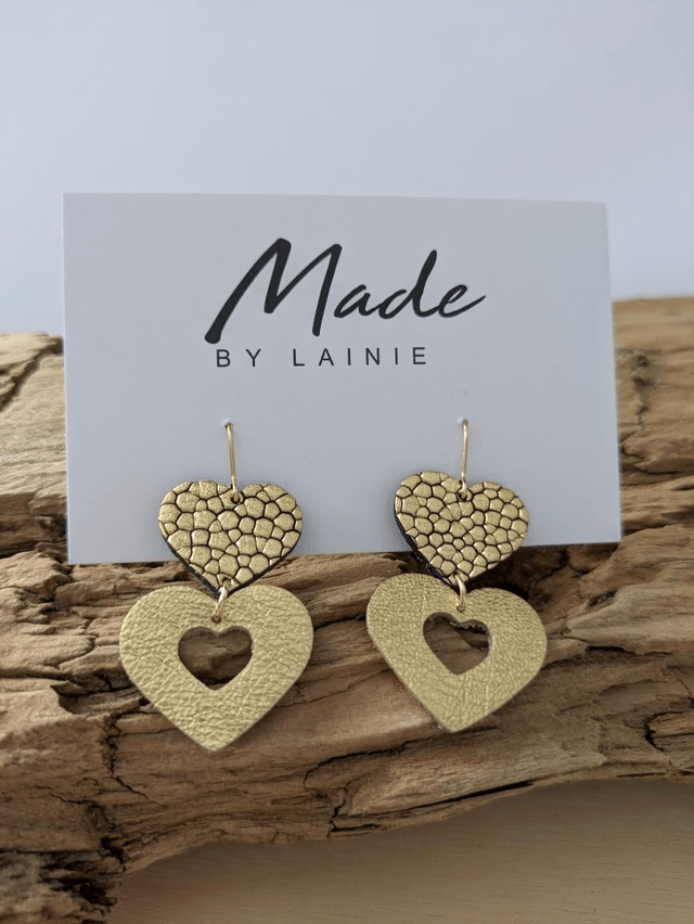 Metallic Heart Drop Earrings (2)