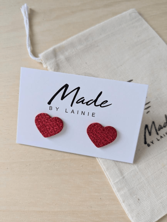 Metallic Heart Stud Earrings