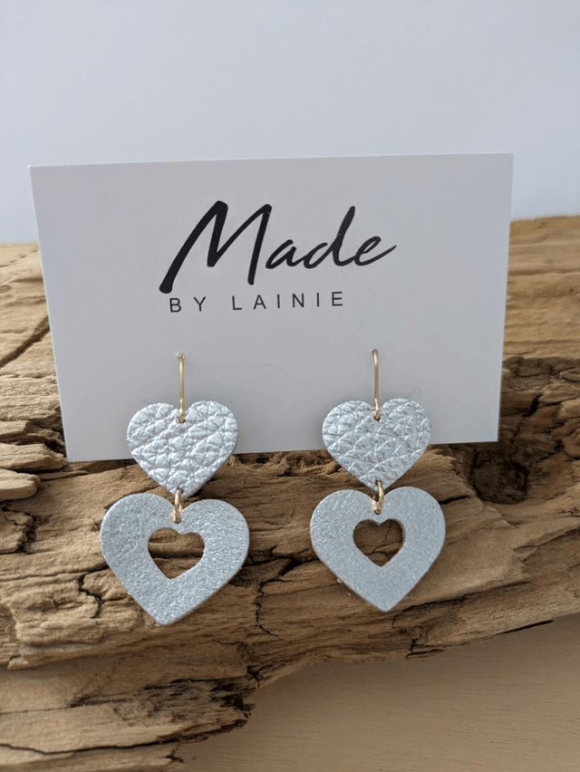 Metallic Heart Drop Earrings (2)