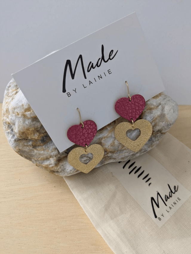 Metallic Heart Drop Earrings (1)