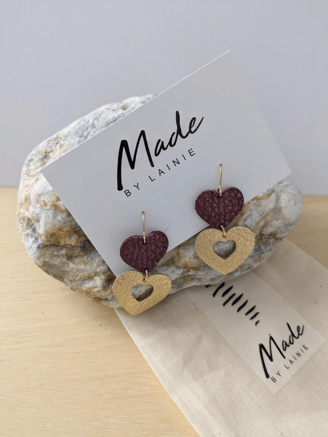 Metallic Heart Drop Earrings (1)