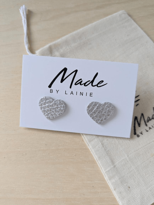 Metallic Heart Stud Earrings