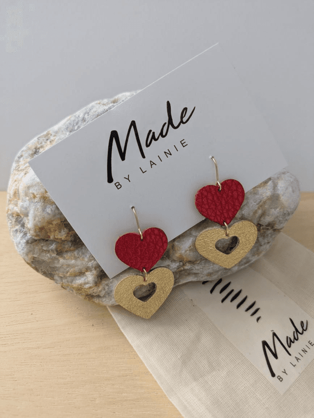 Metallic Heart Drop Earrings (1)