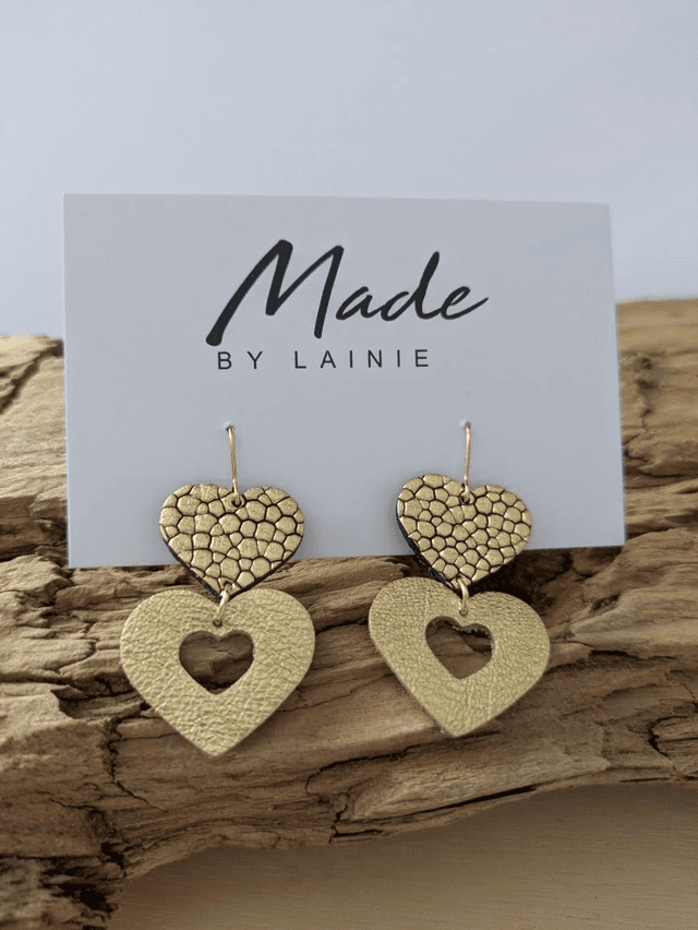 Metallic Heart Drop Earrings (2)