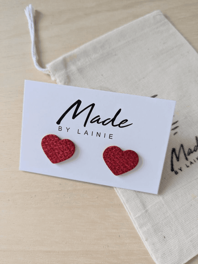 Metallic Heart Stud Earrings